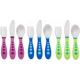 First Essentials by NUK Kiddy Cutlery 9 Piece Spoon Set-Green, Purple & Blue