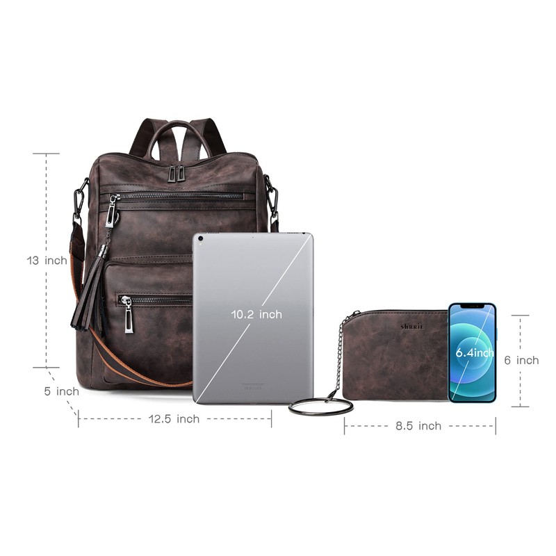 Shrrie Backpack Purse for Women Leather Backpack Fashion Designer Travel
