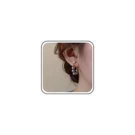 Yheakne Vintage Grey Pearl Earrings Grey Pearl Earrings Tiny Rhinestone Stud Earrings Grey Pearl Earrings Pearl Earrings Jewellery for Women, Zinc