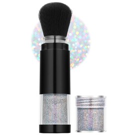 ARCHIDATE Body Glitter, Illusions Glitter Powder with Brush for Face, Hair, Nails and Body, Multi-Purpose Festival Accessories, Portable One-Piece Design Glitter Set, with Refill Pack