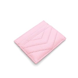 Womens Leather Card Holder Wallet | Slim Luxury Vegan Leather Compact Wallet | Thin Designer Quality Leather Credit Card Minimalist Wallet for Women, Pink, Minimalist