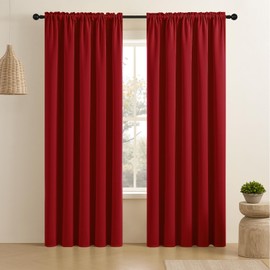 CUCRAF Red Blackout Curtains 96 inch Length 2 Panels Set, Rod Pocket Room Darkening Drapes for Bedroom Living Room, Insulated Thermal Light Blocking Window Curtain (W52 x L96 Inch)