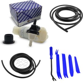 Mean Mug Auto 16212-8820F Windshield Washer Pump w/Grommet With 2x 3Meter Washer Hose, 10x Hose Connectors and 5Pcs Tools Kit - Compatible with Honda CR-V - Replaces OEM #: 76806SMAJ02, 76806SMAJ01