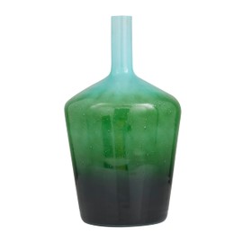 The Novogratz Glass Decorative Vase Ombre Centerpiece Vase, Flower Vase for Home Decoration 12" x 12" x 21", Green