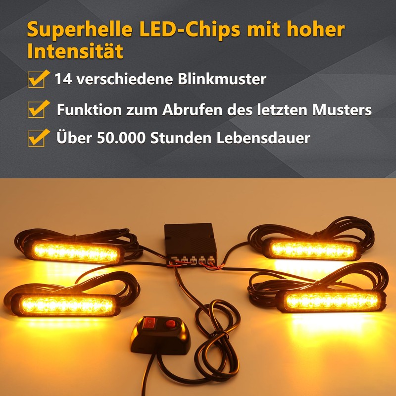 ROUTEKING 4 x 8 LED Front Flasher Emergency Flare Warning