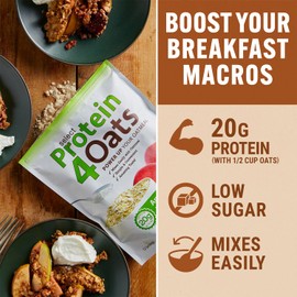 PEScience Protein4Oats, Powder to Make Amazing Tasting Protein Oatmeal, with Whey and Casein, French Toast, 12 Servings