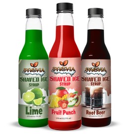 Syruvia Snow Cone Syrup 12.7oz - Fruit Punch, Lime, Root Beer Syrup For Shaved Ice, Snow Cones, Slushies, Italian Soda, Popsicles. Kosher, Dairy Free.