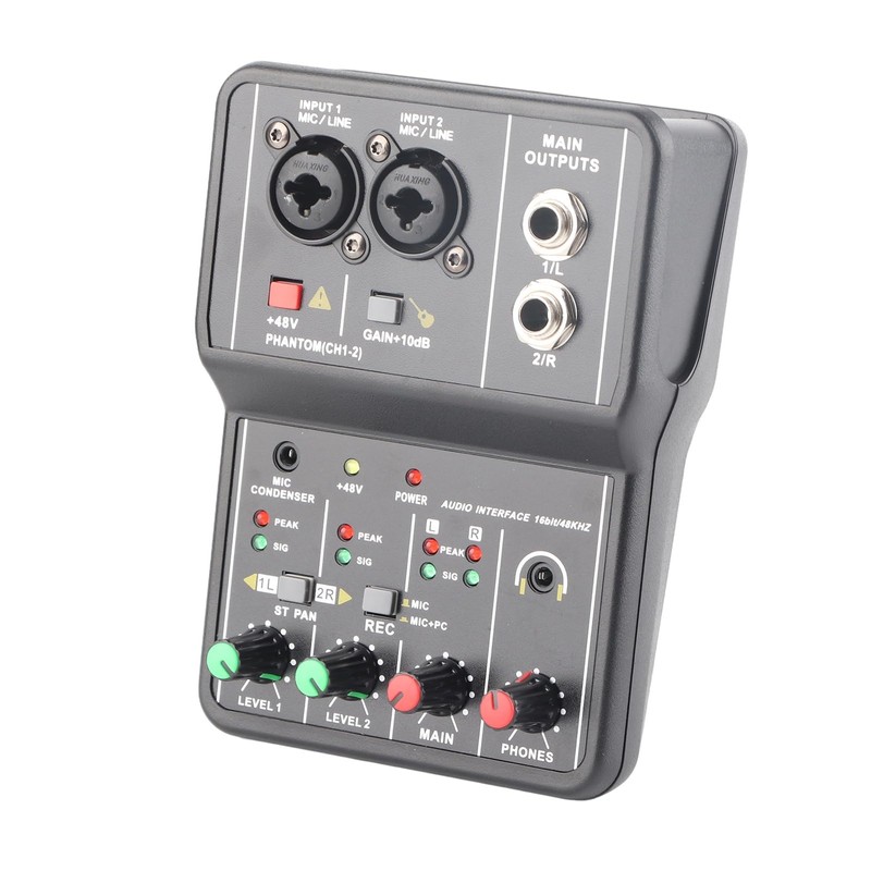 2 Channels Sound Card Mixer, High Accurate USB Sound Console