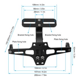 Motorcycle Number Plate Holder, Universal CNC Aluminium Alloy Adjustable Motorcycle Number Plate Holder for Motorcycle ATV (Black)