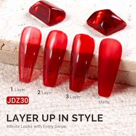 MelodySusie Red Gel Nail Polish, 0.5Fl.oz Jeweliver Jelly Red Gel Polish Translucent Cherry Red Deep Color Sheer Soak Off UV LED Light Cure Gift for Women Nail Art Manicure JDZ30