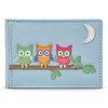 Yoshi Owl Applique Leather Oyster Card/Travel Pass Holder (Blue)