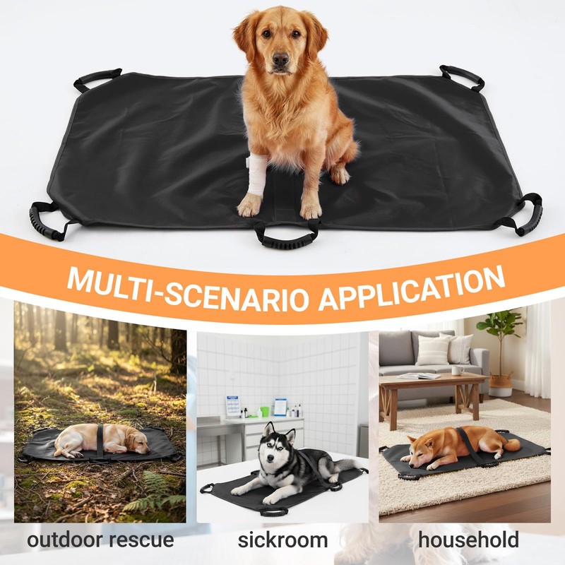 Geiserailie Transport Stretcher for Large Dogs with 6 Handles 47"