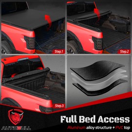 Soft Roll-up tonneau Cover Compatible with 2007-2025 Chevy Silverado & GMC Sierra 1500 5.8ft Bed (69.3"), Not for CarbonPro Bed, PVC Top Alloy Steel Structure