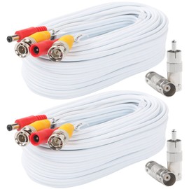 Postta BNC Video Power Cable (2 Pack 60 Feet) Video Security Camera Cable Wire with Four Connectors for CCTV DVR Surveillance System