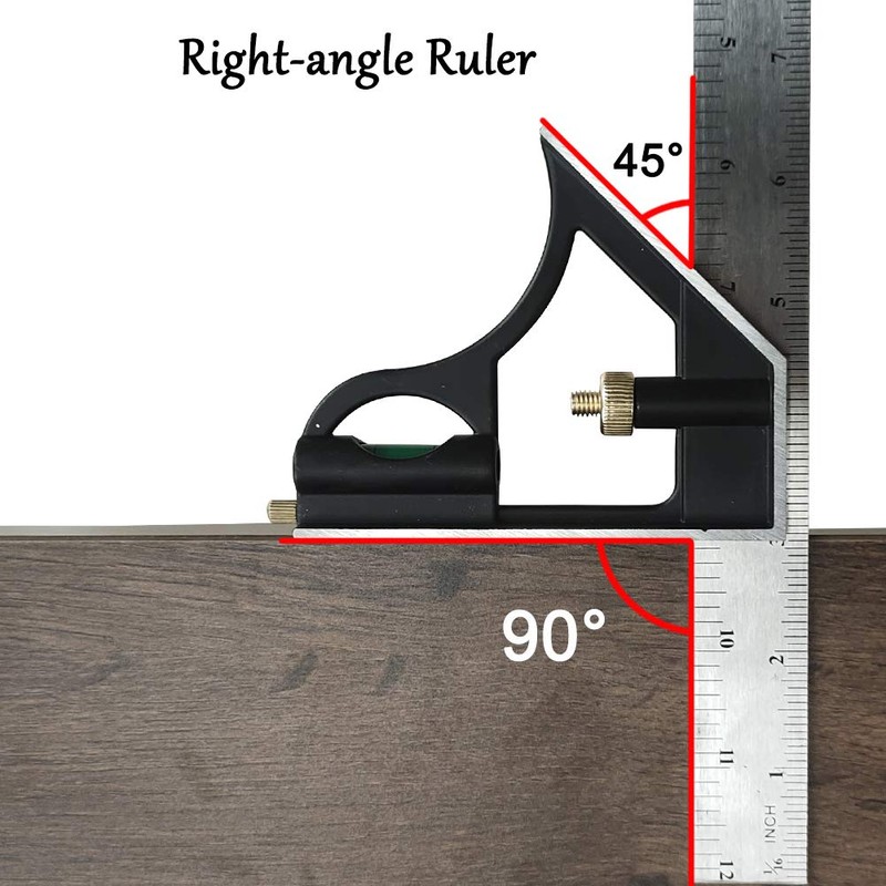 DUEBEL Combination Square 12” Horizontal Square Stainless Steel Multi-Function Carpentry