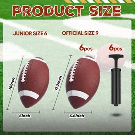 RoundFunny 6 Pcs Youth Football Junior Size 6 with 6 Pcs Pump Composite Leather Football for Kids Youth Junior Adult College Team High School Training Practicing Indoor Outdoor