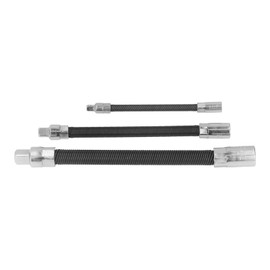 Ausla Flexible Extension, 3-Piece Flexible Shaft Bit 1/2 Inch, 1/4 Inch, 3/8 Inch Elastic Joint Headrest, Spring Steel Socket Wrench Extension