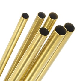 M METERXITY 300mm Brass Round Tube, 4mm 4.5mm 5mm 5.5mm 6mm 6.5mm OD 0.2mm Wall Thick Brass Seamless Straight Pipe Tubing for Construction/Machining/DIY Crafting[Set of 6 Pack]