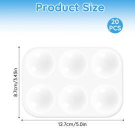 20PCS Paint Tray Palette, Rectangular Paint Palette with 6 Wells White Plastic Mixing Colour Tray Palettes for Kids Adults Artist DIY Craft Art Painting
