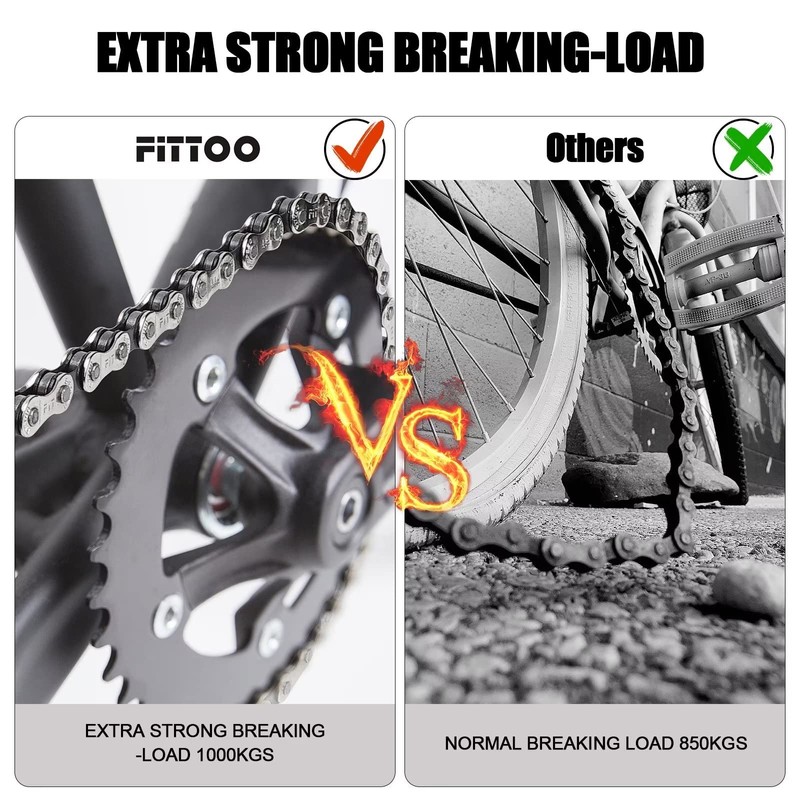 FITTOO 5/6/7/8-Speed Bike Chain 1/2 x 3/32 Inch 116 Links,