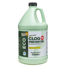 Instant Power Eco Clog Preventer - Enzyme Drain Cleaner Liquid and Deodorizer for Sink, Shower, Toilet, Garbage Disposal Cleaner, Bio-Based Drain Defense, Smell Remover and Odor Eliminator - 1 Gallon