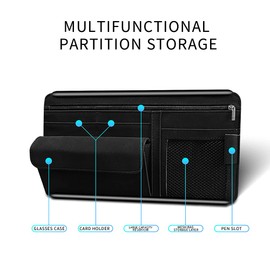 Organizador de parasol para automóvil, funda de almacenamiento para gafas, soporte para notas, organizador de coche y almacenamiento (gris)