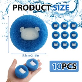 Pack of 10 Pet Hair Remover, Washing Machine, Reusable Lint Balls, Washing Machine, Cat Hair Remover for Removes Pet Hair, Lint, Anti Lint Balls, Washing Machine for Clothes, Blankets, Blue