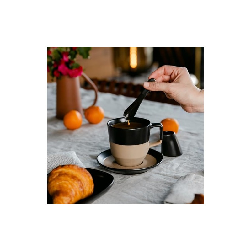 notNeutral Pico Large Latte Cup with Saucer, Black 12 oz