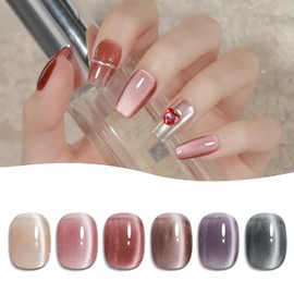 emigoro Magnetic Gel, Magnetic Gel, Magnetic Nail, Glitter, Color Gel, Cat Eye Gel, Fine Particles, Cat Eyes, Set of 6 Colors, UV/LED Compatible (AL-Return Flower Magnet Gel)