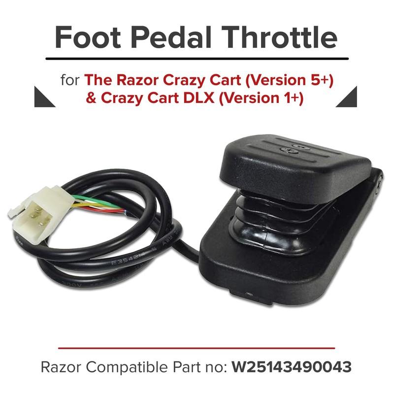 AlveyTech Foot Pedal Throttle for Razor Crazy Cart (Version 5+)