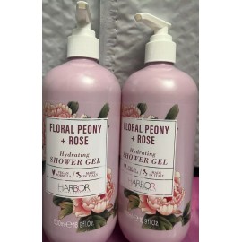 HARBOR NATURAL FLORAL PEONY+ROSE HYDRATING SHOWER GEL VEGAN  (LOT OF 2)16.9FLOZ