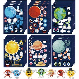 24 Pieces Make Your Own Planet Stickers Make A Face Stickers for Kids Toddlers with Planets Solar System DIY Craft Kids Party Favor Supplies Crafts