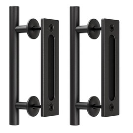 TSMST 24CM Sliding Door Handle Double Sided Barn Door Handle Embedded Invisible Alloy Steel Frosted Black 2PC