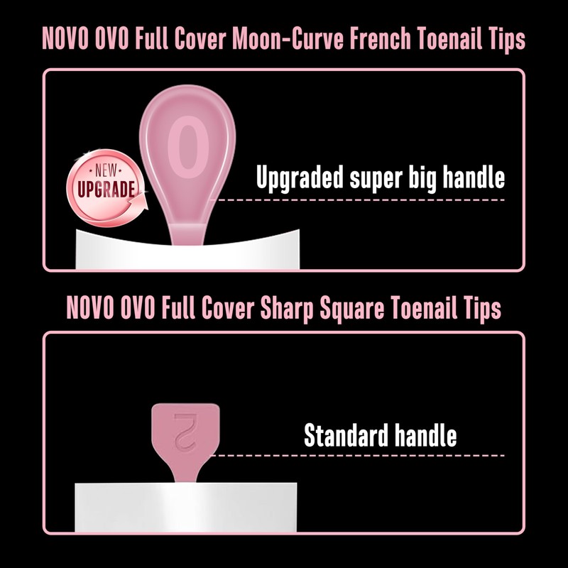 NOVO OVO White French Tip Toe Nail Tips with Moon