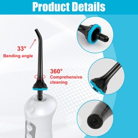 6-Pack Flosser Replacement Tips for Hangsun, Nicwell, COSLUS, Mospro, Zerhunt, Oral Irrigator Jet Tips, Black ABS Jet Tips with Leak-Proof Rubber Sealing, Ideal for Dental Care & Gum Health