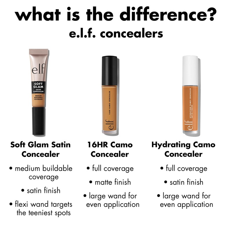 e.l.f. Soft Glam Satin Concealer, Medium Coverage for Blemishes &