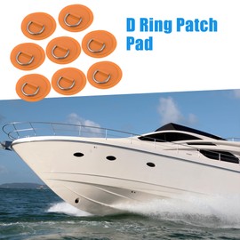 A ABSOPRO D Ring Patch Pad PVC Stainless Steel for Surfboard Orange (Set of 8)