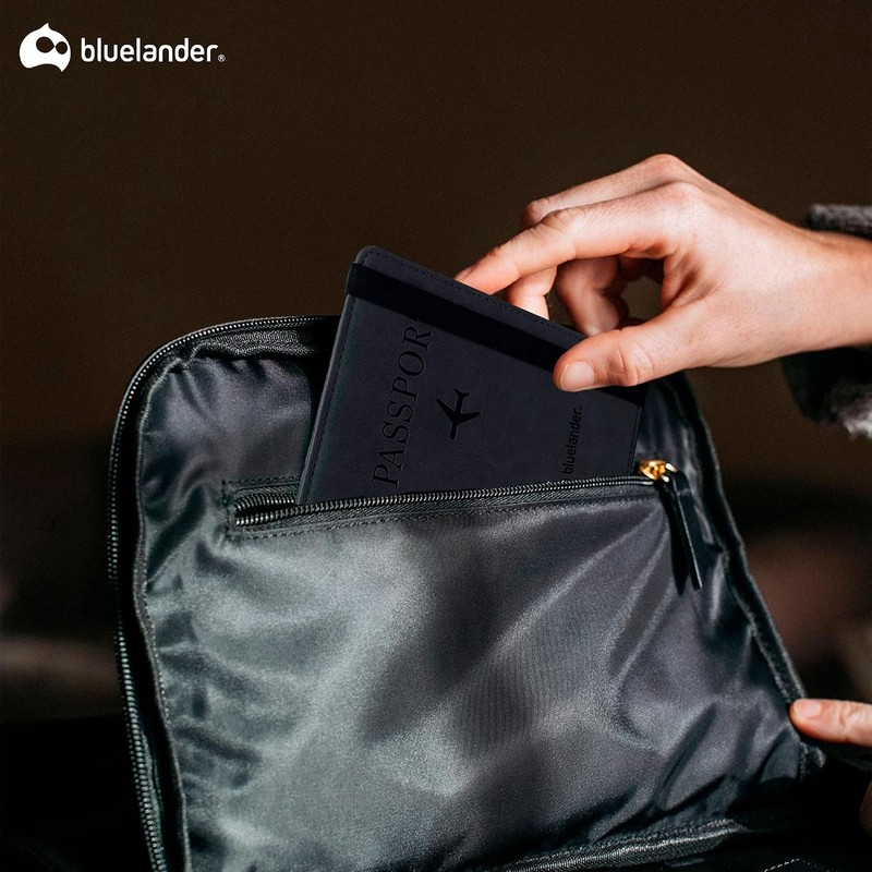 Bluelander Porta Pasaporte, con Protección RFID, Porta Pasaporte y Visa,