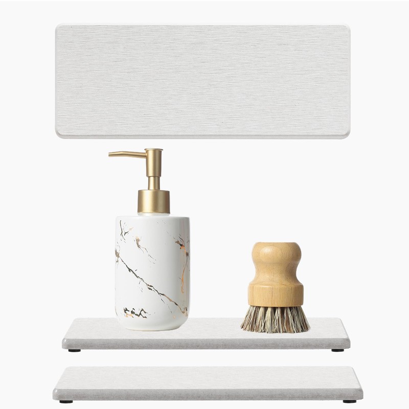 2PCS Bathroom Sink Vanity Trays, Water Absorbing Diatomite Stone Drying