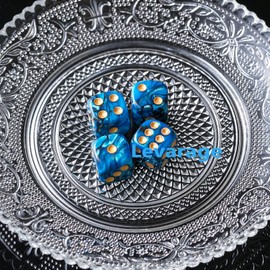 Levarage 0033 4 Dice Blue Marble 0.55 inch Square Dice Round Dice Trade Mark Levarage 0033