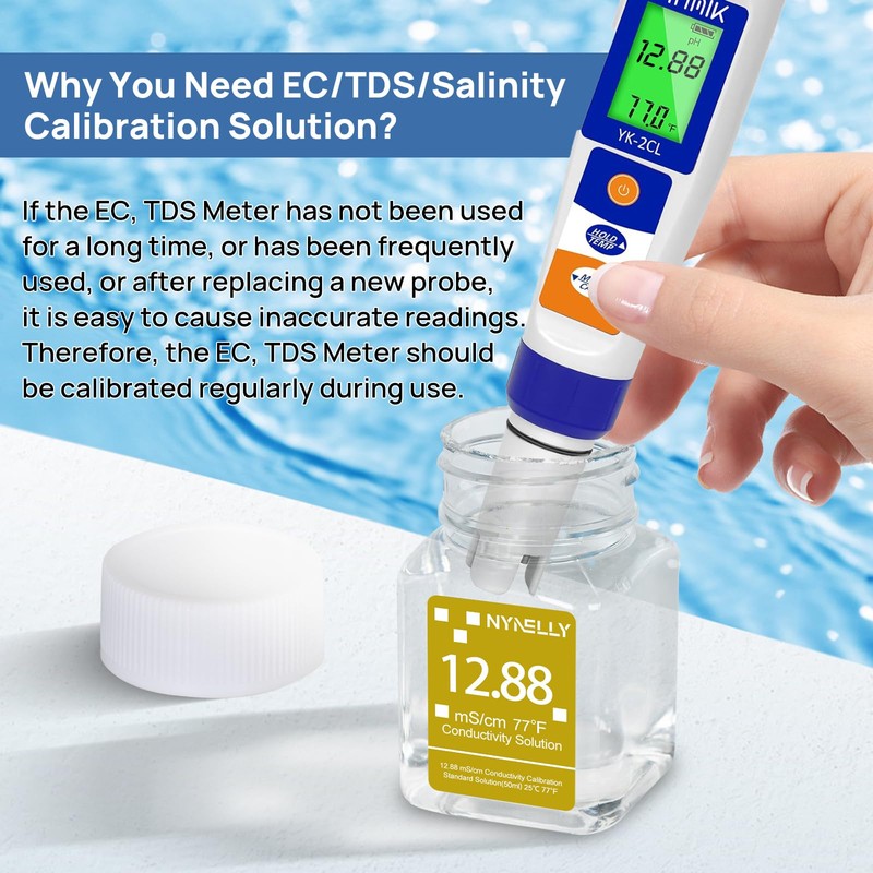 Nynelly 12.88 mS/cm Calibration Solution for Precise Calibration Salinity Tester,