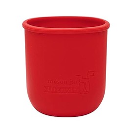 Mason Jar Lifestyle Regular Mouth Pint 16oz Silicone Sleeves/Jackets for Protecting Ball, Kerr, Canning Jars (2, Cherry Red)