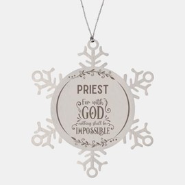 Bible Verse Priest Christmas Ornament Gifts, to My Priest for with God Nothing Shall be Impossible Priest Gifts, Xmas Gifts for Priest Snowflake Ornament Decorations