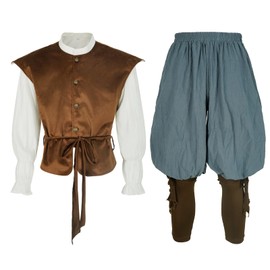 HSDOU Mens Renaissance Costume Midevil/Renaissance Clothing Men Outfit Medieval Vest Pants Shirt Viking Costume Vintage (Z3756, S)