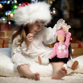 Bencailor Winter 18 Inch Doll Clothes and Accessories Winter Outfits Set Sweaters Trousers Hats Shoes for 18 Inch Doll Gifts(Pink White)