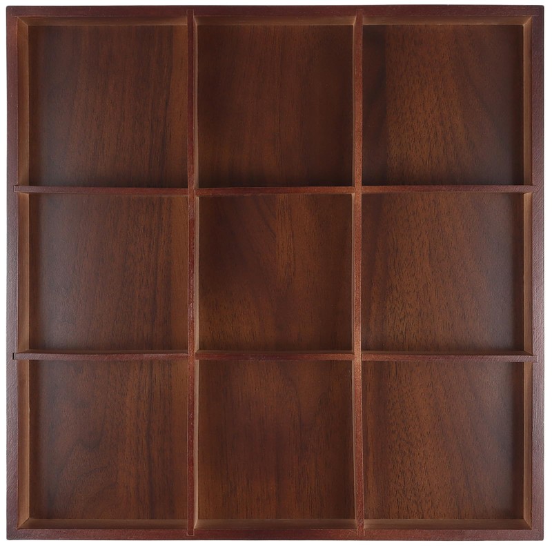 FUNSUEI 2 PCS Multi Compartment Wooden Tray, Divided Wooden Tray,