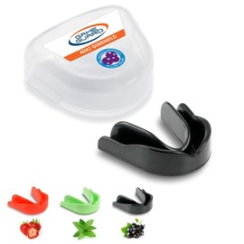 GAME GUARD Hockey Mouthguard for Adults or Teens 13 Years + Mouth Guard for Boxing Rugby Martial Arts Kickboxing Taekwondo Handball [Blackcurrant Flavour - 1 Piece]