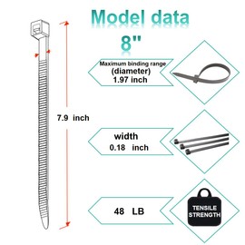 Zip Ties, Cable Ties, 1000Pcs 8Inch 48Lb Tensile Strength Black Premium Self-Locking Nylon Zip Ties For Home Office, Garden, Workshop Fences