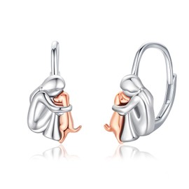 Dog Leverback Hoop Earrings 925 Sterling Silver Cute Animal Puppy Earrings Dog Jewelry Gifts for Women s Pet Lover Hypoallergenic Earrings for Sensitive Ears
