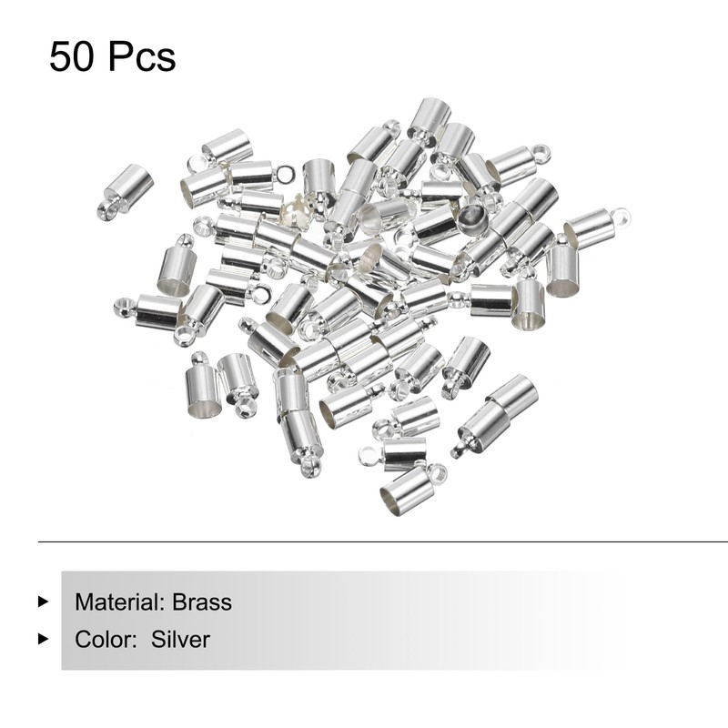sourcing map 50Pcs Cord End Caps 9mm End Cap Barrel